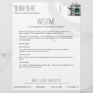 En-tête De Lettre Modèle de paquets de bienvenue pour photographe mi