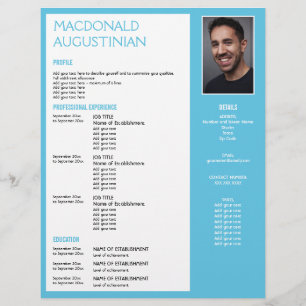 En-tête De Lettre Modèle de RESUME diplômé sur mesure CYAN photo
