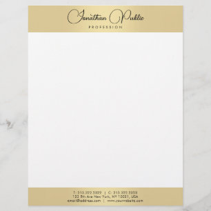 En-tête De Lettre Modèle de typographie élégant moderne or blanc