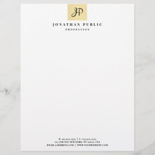 En-tête De Lettre Modèle élégant d'or de Faux de monogramme