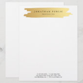 En-tête De Lettre Modèle moderne élégant blanc d'or de charme (Devant / Derrière)