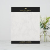 En-tête De Lettre Modèle noir moderne de marbre élégant de (Debout devant)
