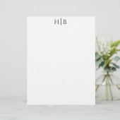 En-tête De Lettre Modern Monogram Black and White Stationery (Debout devant)