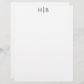 En-tête De Lettre Modern Monogram Black and White Stationery (Devant / Derrière)