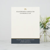 En-tête De Lettre Modern Navy Gold Law Firm Monogram Letterhead (Debout devant)