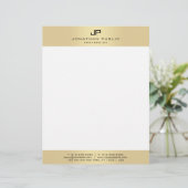 En-tête De Lettre Modern Simple Elegant Monogram Gold And White (Debout devant)