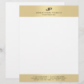 En-tête De Lettre Modern Simple Elegant Monogram Gold And White (Devant / Derrière)