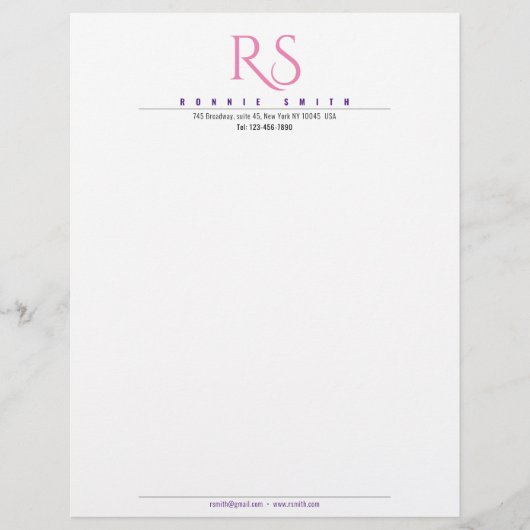 En-tête de lettre moderne avec monogramme (Devant)