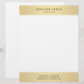 En-tête De Lettre Moderne Design Or Blanc Élégant Modèle de glamour (Devant / Derrière)