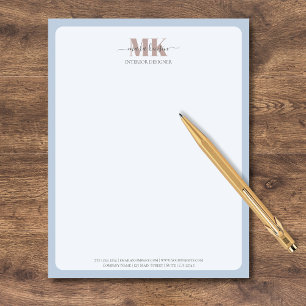 En-tête De Lettre Moderne monogramme en mousse de moka bleu poussiér