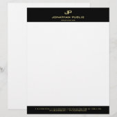 En-tête De Lettre Moderne simple de monogramme noir élégant de base (Devant / Derrière)
