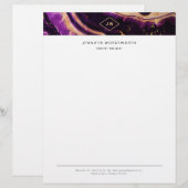 En-tête De Lettre Monogramme Aquarelle Professionnelle Purple Agate (Devant / Derrière)