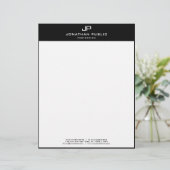 En-tête De Lettre Monogramme blanc noir élégant Modèle moderne (Debout devant)