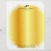 En-tête De Lettre Monogramme blanc or Simple Modèle moderne (Devant / Derrière)