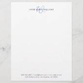 En-tête De Lettre Monogramme de script bleu clair moderne (Devant)