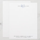 En-tête De Lettre Monogramme de script bleu moderne (Devant / Derrière)