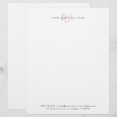 En-tête De Lettre Monogramme de script rose pâle blanc moderne (Devant / Derrière)