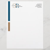 En-tête De Lettre Monogramme d'or bleu simple (Devant)