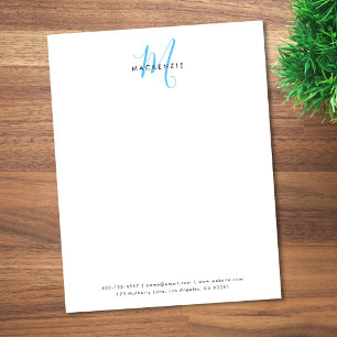 En-tête De Lettre Monogramme élégant moderne blanc ciel bleu script