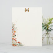 En-tête De Lettre Monogramme Forêt Champignons Fleurs Florales botan (Debout devant)