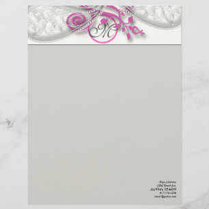 En-tête de lettre Monogramme Gris et framboise