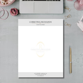 En-tête De Lettre Monogramme Gris Moderne Élégante Entreprise