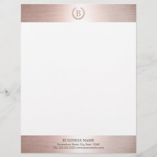 En-tête De Lettre Monogramme Logo Rose moderne Gold Bordure