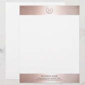 En-tête De Lettre Monogramme Logo Rose moderne Gold Bordure (Devant / Derrière)