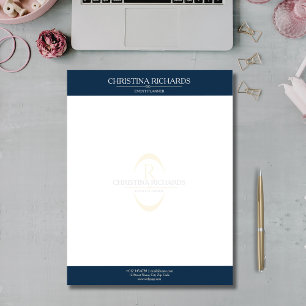 En-tête De Lettre Monogramme Marine Bleu Moderne Élégante Entreprise