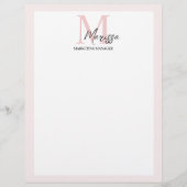 En-tête De Lettre Monogramme minimal initial et nom Pastel rose (Devant)