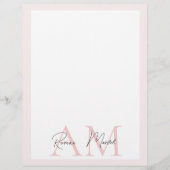 En-tête De Lettre Monogramme minimal initial et nom Pastel rose (Devant)