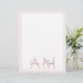 En-tête De Lettre Monogramme minimal initial et nom Pastel rose (Debout devant)