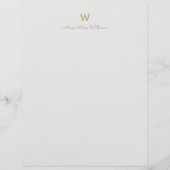 En-tête De Lettre Monogramme Moderne Gris Or Script (Devant)