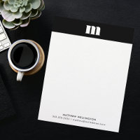 Monogramme moderne minimaliste noir blanc uni