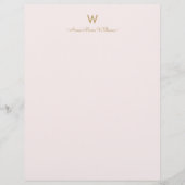 En-tête De Lettre Monogramme Moderne Rose Doré Script (Devant)