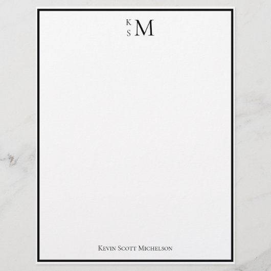 En-tête De Lettre Monogramme Noir Blanc Professionnel Élégant (Devant)