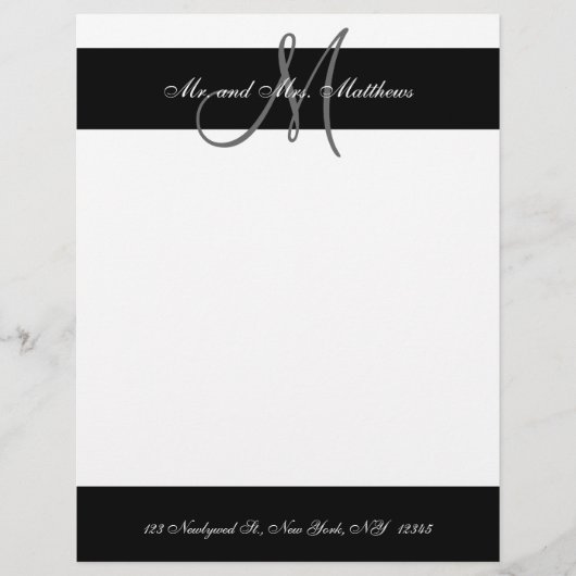 En-tête de lettre Monogramme noir et blanc pour le (Devant)