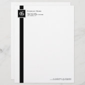En-tête De Lettre Monogramme noir et blanc professionnel de rayure (Devant / Derrière)