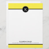 En-tête de lettre Monogramme noir et jaune (Devant / Derrière)