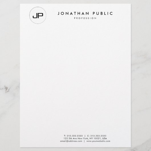 En-tête De Lettre Monogramme noir personnalisé Modèle simple (Devant)