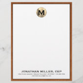 En-tête de lettre Monogramme Or Brossé Personnalis (Devant)