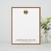 En-tête de lettre Monogramme Or Brossé Personnalis (Debout devant)