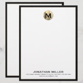 En-tête de lettre Monogramme Or Brossé Personnalis (Devant / Derrière)