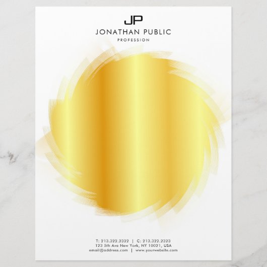 En-tête De Lettre Monogramme Or Et Blanc Élégant Moderne (Devant)