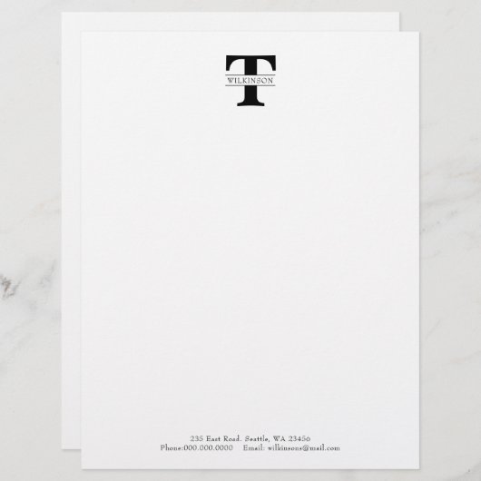 En-tête De Lettre Monogramme personnalisé simple (Devant / Derrière)