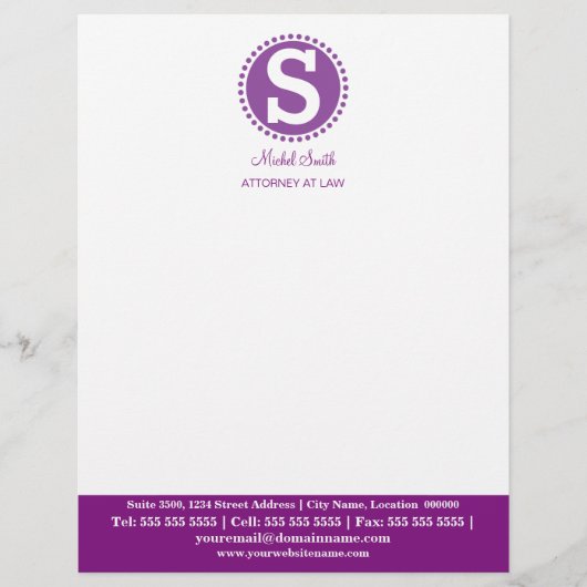 En-tête De Lettre Monogramme professionnel violet (Devant)