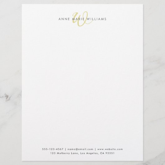 En-tête De Lettre Monogramme Script Chartreuse Moderne (Devant)