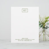En-tête De Lettre Monogramme simple moderne vert olive foncé (Debout devant)