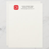 En-tête De Lettre Monogrammed Red White Professional Plain (Devant / Derrière)