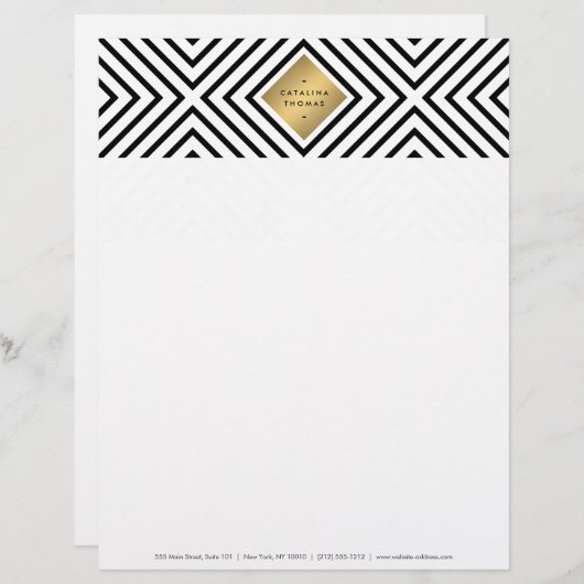 En-tête De Lettre Mood géométrique Gras Motif noir et blanc (Devant / Derrière)